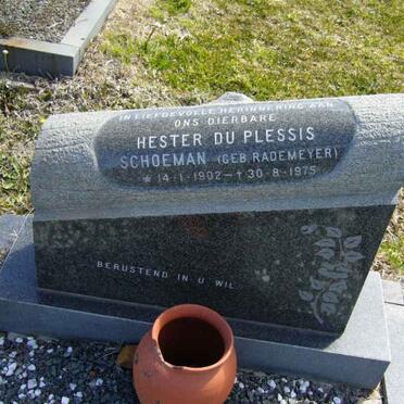 SCHOEMAN Hester du Plessis nee RADEMEYER 1902-1975