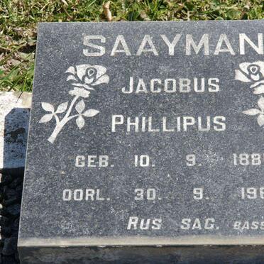 SAAYMAN Jacobus Phillipus 1881-1969