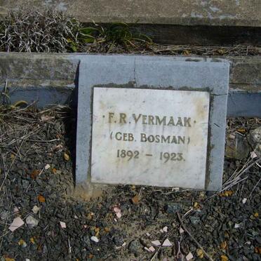 VERMAAK F.R. nee BOSMAN 1892-1923