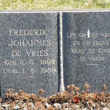 VRIES Frederik Johannes, de 1892-1959