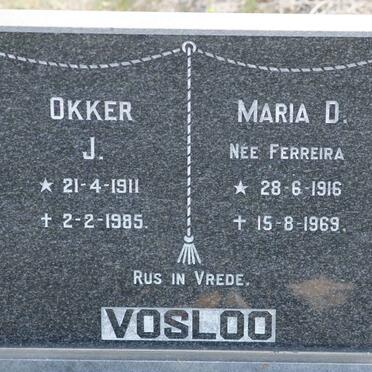 VOSLOO Okker J. 1911-1985 &amp; Maria O. FERREIRA 1916-1969
