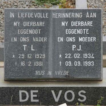 VOS T.L.,de 1929-1981 &amp; P.J. 1934-1993