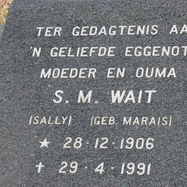 WAIT S.M. nee MARAIS 1906-1991
