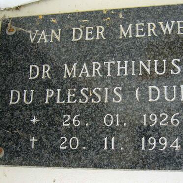 MERWE Marthinus du Plessis, van der 1926-1994