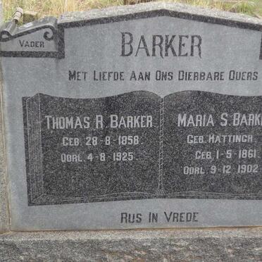 BARKER Thomas R. 1858-1925 &amp; Maria S. HATTINGH 1861-1902