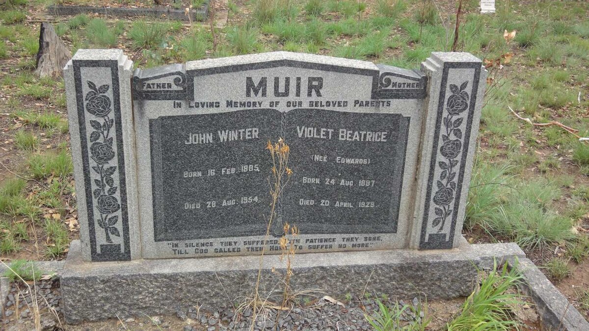 MUIR John Winter 1885-1954 &amp; Violet Beatrice EDWARDS 1887-1929