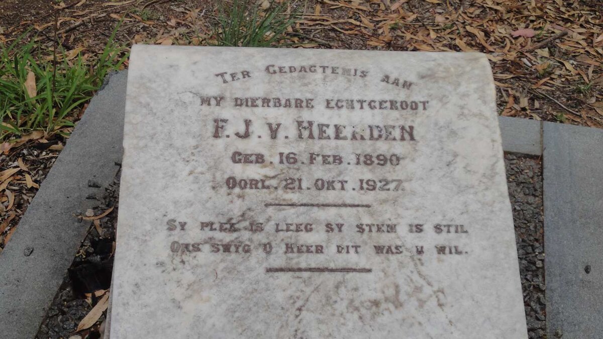 HEERDEN F.J., v. 1890-1927