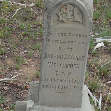 WELGEMOED Barend Jacobus 1897-1923
