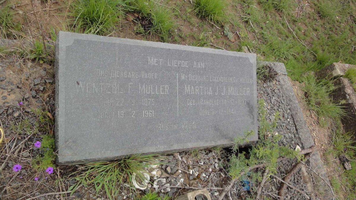 MULLER Wentzel F. 1875-1961 &amp; Martha J.J. RANDELL 1877-1941