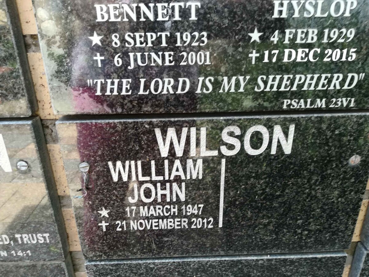 WILSON William John 1947-2012