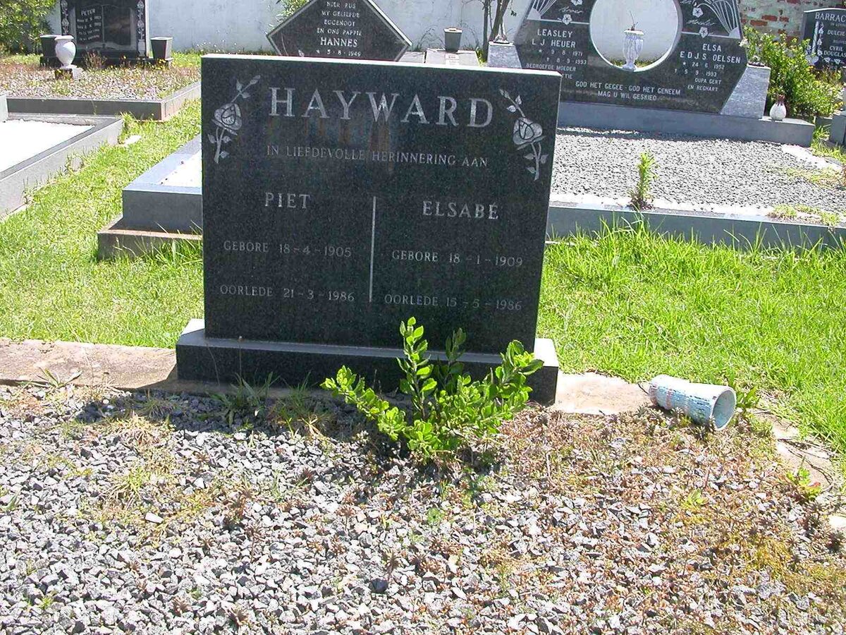 HAYWARD Piet 1905-1986 &amp; Elsabe 1909-1986
