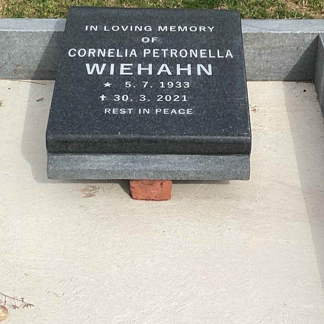 WIEHAHN Cornelia Petronella 1933-2021