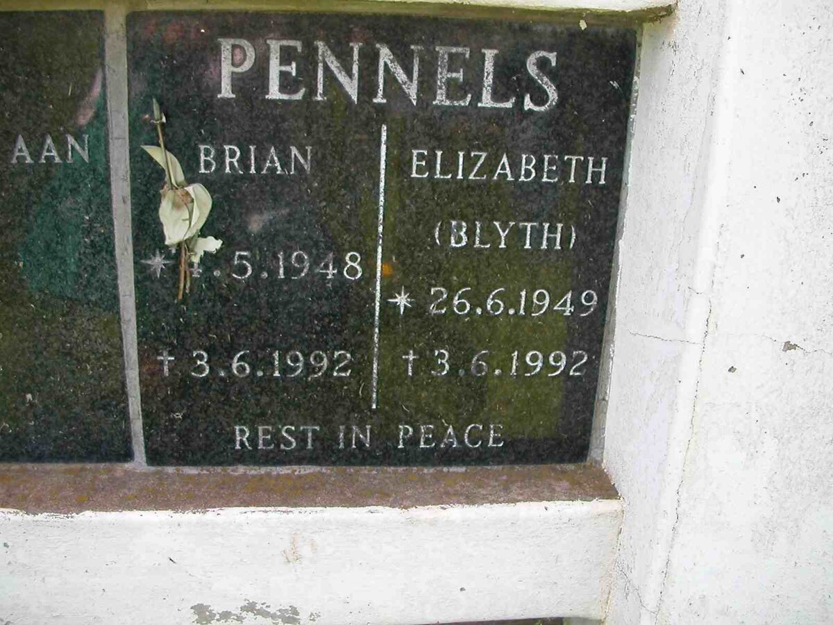 PENNELS Brian 1948-1992 &amp; Elizabeth BLYTH 1949-1992