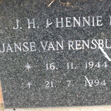 RENSBURG J.H., Janse van 1944-1994