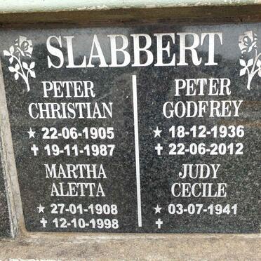SLABBERT Peter Christian 1905-1987 &amp; Martha Aletta 1908-1998