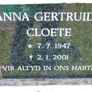 CLOETE Anna Gertruida 1947-2001
