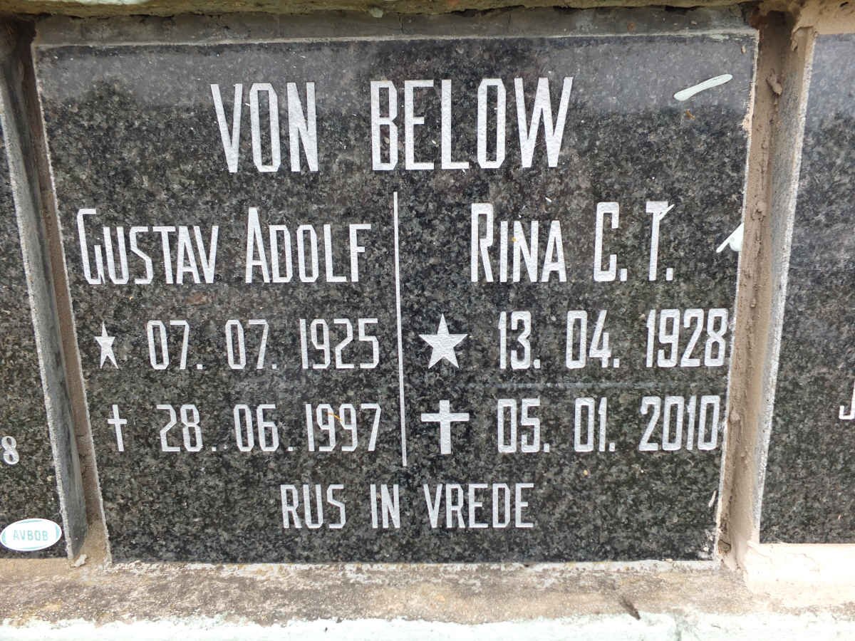BELOW Gustav Adolf, von 1925-1997 &amp; Rina C.T. 1928-2010