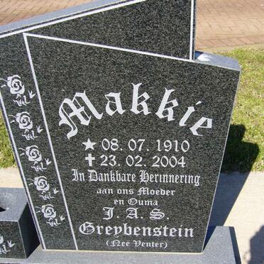 GREYBENSTEIN J.A.S. nee VENTER 1910-2004