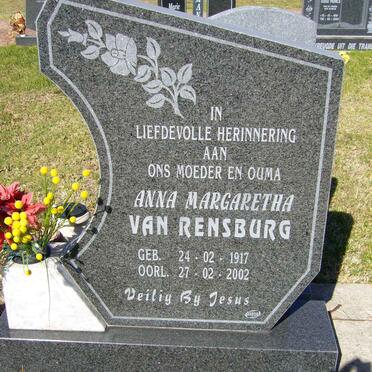 RENSBURG Anna Margaretha, van 1917-2002