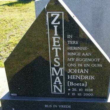 ZIETSMAN Johan Hendrik 1938-2000