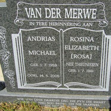 MERWE Andrias Michael, van der 1959-2005 &amp; Rosina Elizabeth THEUNISSEN 1961-