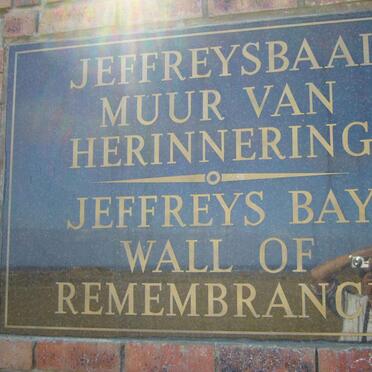 1. Jeffreysbaai Muur van Herinnering