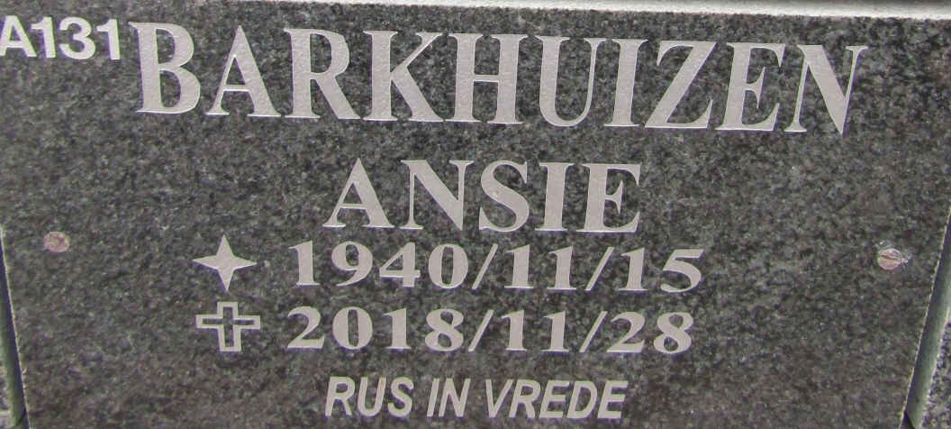 BARKHUIZEN Ansie 1940-2018