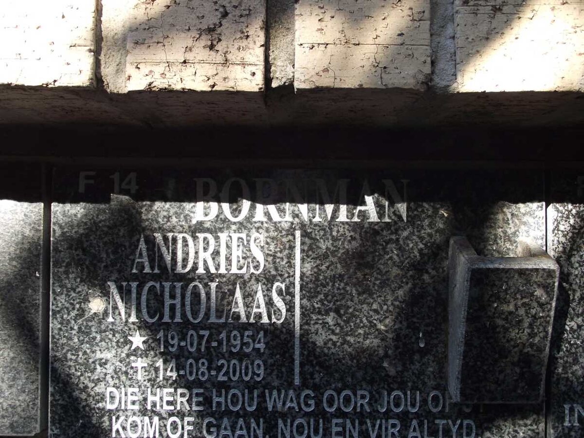 BORNMAN Andries Nicholaas 1954-2009