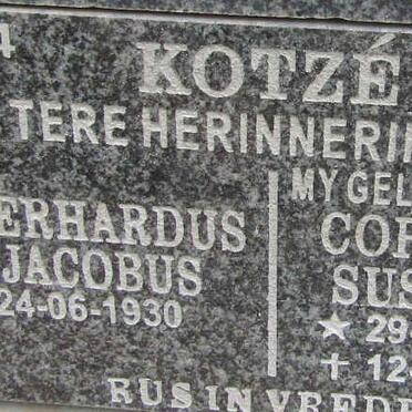 KOTZE Gerhardus Jacobus 1930- &amp; Cornelia Susanna 1938-2020