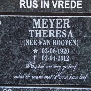 MEYER Theresa nee VAN ROOYEN 1920-2012
