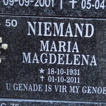 NIEMAND Maria Magdalena 1931-2011