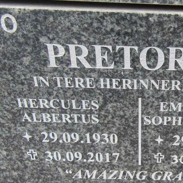 PRETORIUS Hercules Albertus 1930-2017 &amp; Emmarentia Sophia Philipina 1933-2019