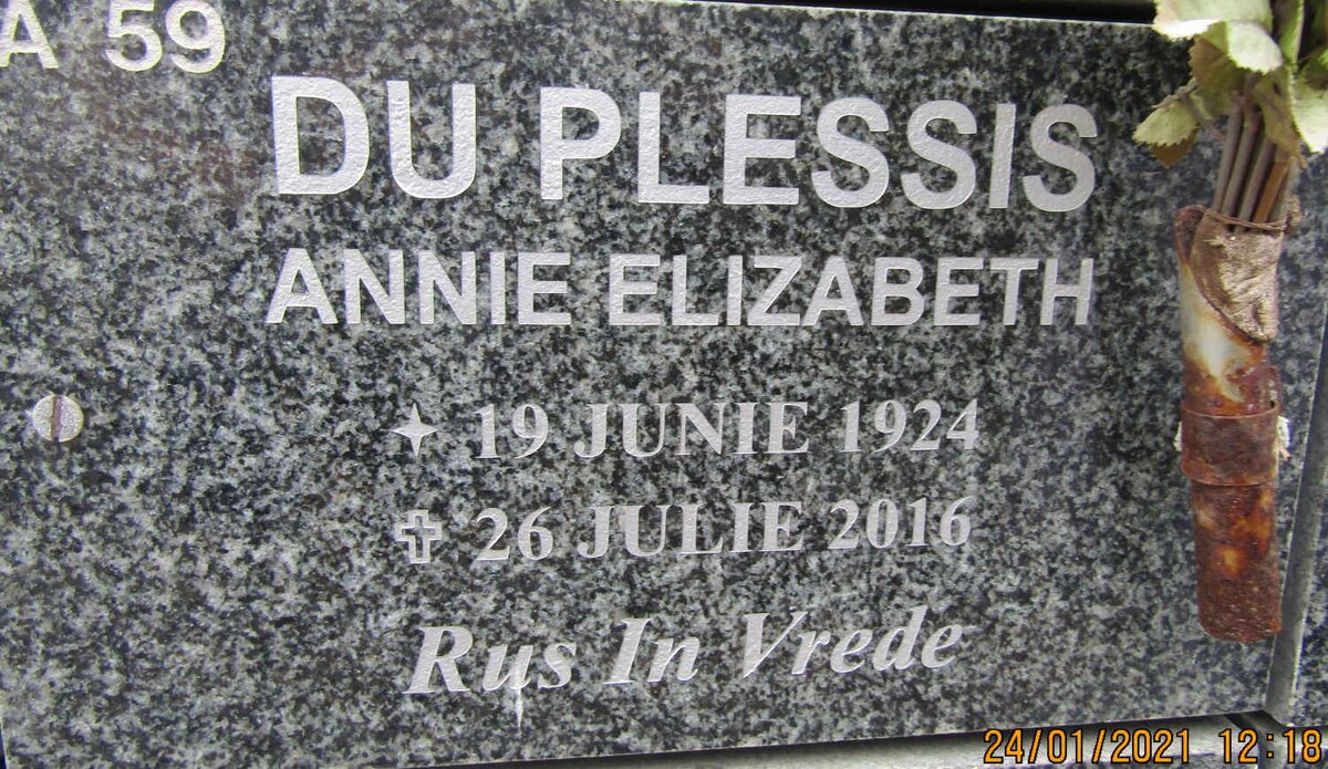 PLESSIS Annie Elizabeth, du 1924-2016