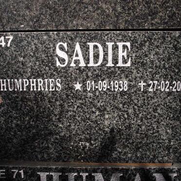 SADIE Humphries 1938-2011