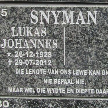 SNYMAN Lukas Johannes 1928-2012