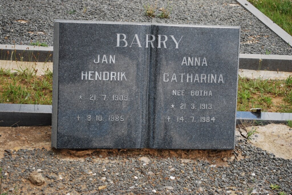 BARRY Jan Hendrik 1909-1985 &amp; Anna Catharina BOTHA 1913-1984
