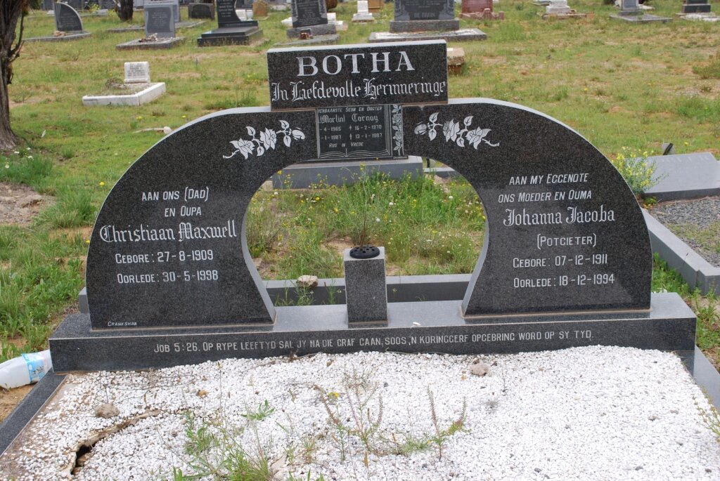 BOTHA Christiaan Maxwell 1909-1998 &amp; Johanna Jacoba POTGIETER 1911-1994