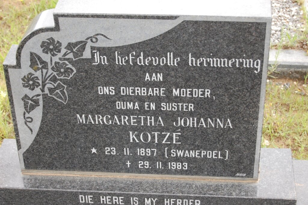 KOTZE Margaretha Johanna nee SWANEPOEL 1897-1983