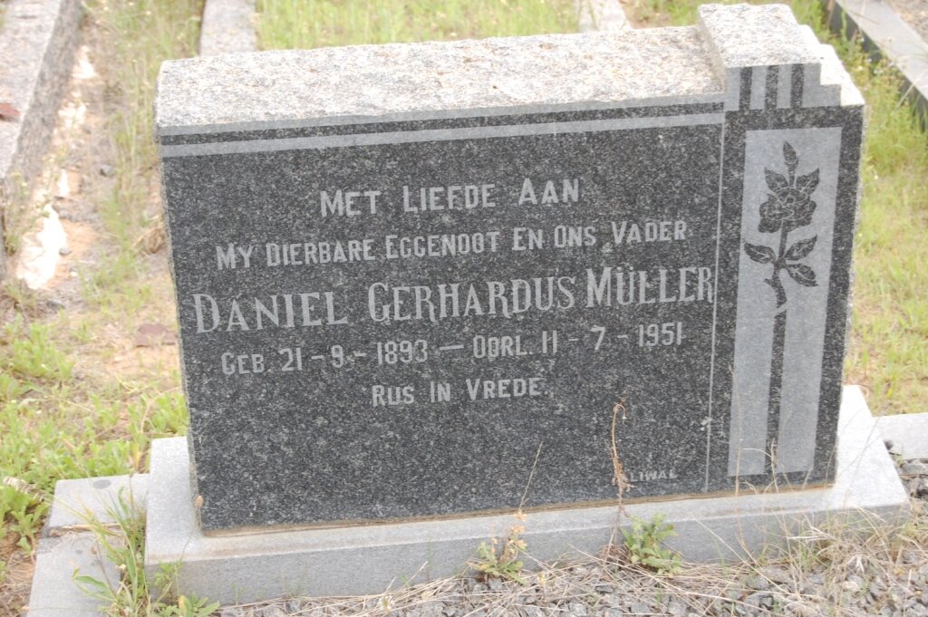 MULLER Daniel Gerhardus 1893-1951