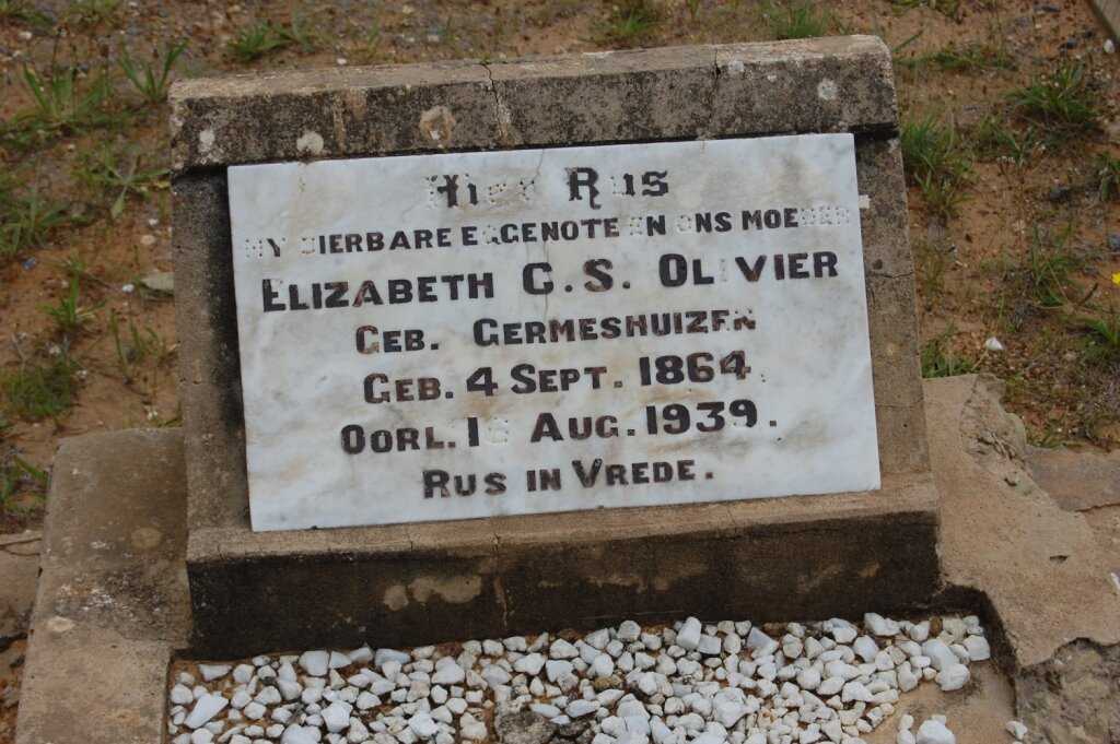 OLIVIER Elizabeth G.S. nee GERMESHUIZEN 1864-1939