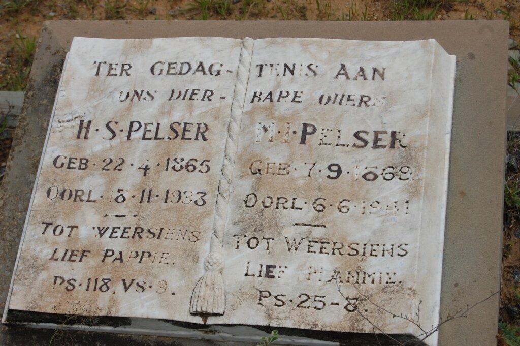 PELSER  H.S. 1865-1933 &amp; M.I. 1869-1941