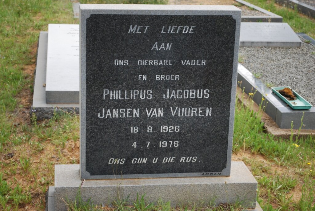 VUUREN Phillipus Jacobus, Jansen van 1926-1978