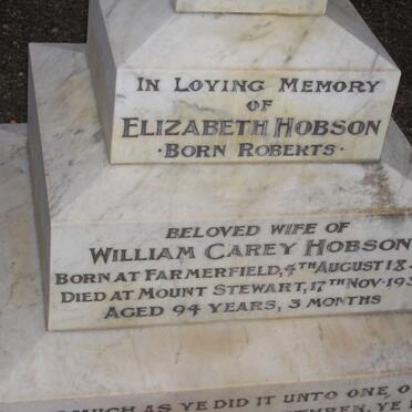 HOBSON Elizabeth nee ROBERTS 1838-1931