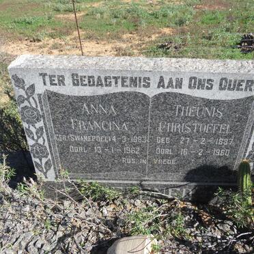 WEPENER Theunis Christoffel 1887-1960 & Anna Francina SWANEPOEL 1883-1962