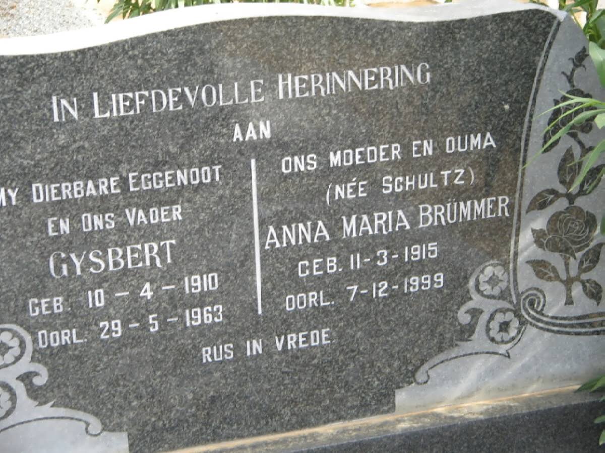 BRUMMER Gysbert 1910-1963 &amp; Anna Maria SCHULTZ 1915-1999
