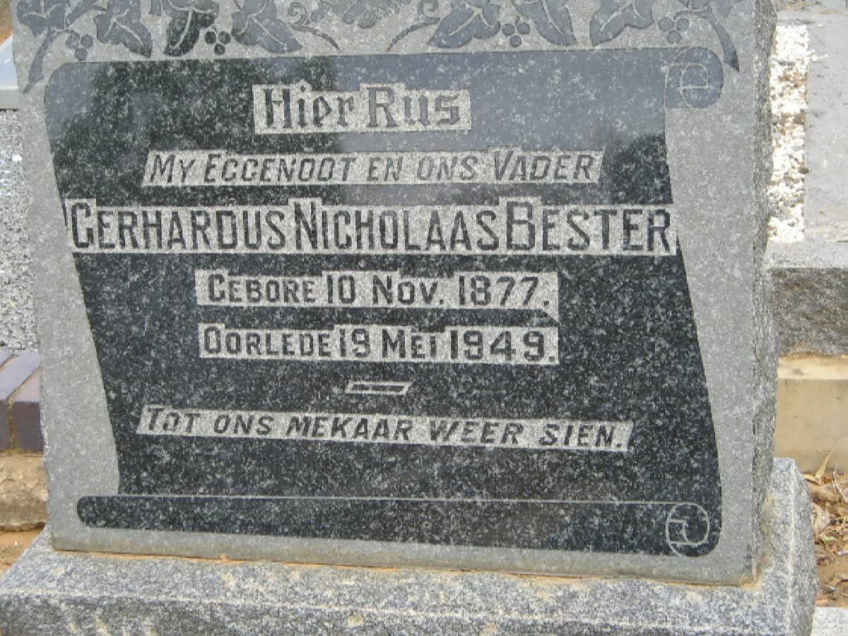 BESTER Gerhardus Nicholaas 1877-1949