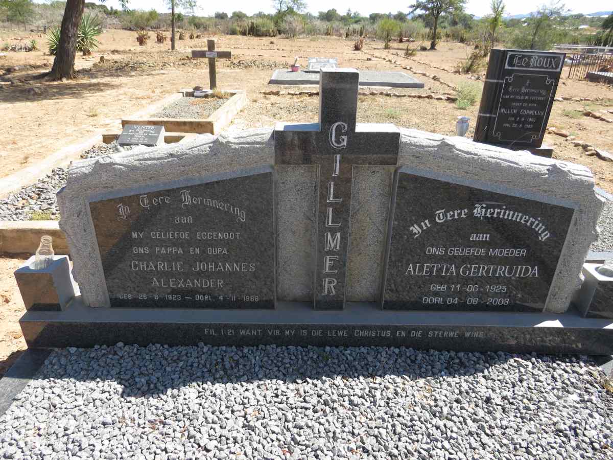 GILLMER Charlie Johannes Alexander 1923-1988 &  Aletta Gertruida 1925-2003