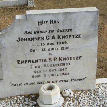 KNOETZE Johannes G.A. 1849-1938 &amp; Emerentia SLABBERT 1869-1942