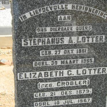 LOTTER Stephanus A. 1881-1955 &amp; Elizabeth G. GROBLER 1879-1967