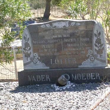 LOTTER Mathys Johannes Petrus 1876-1958 &amp; Machtild Maria Magdelena 1862-1958